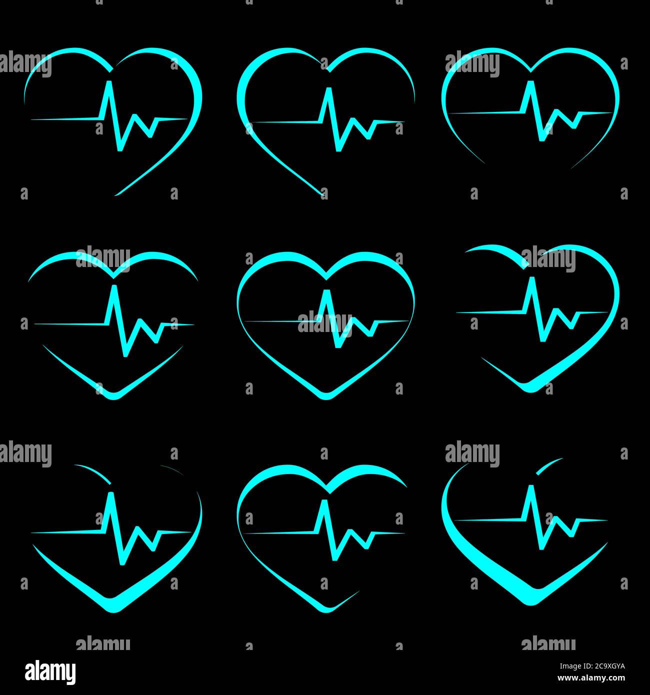 Cardiology clip art illustration vector logo design medical and health care symbols. Stock Vector