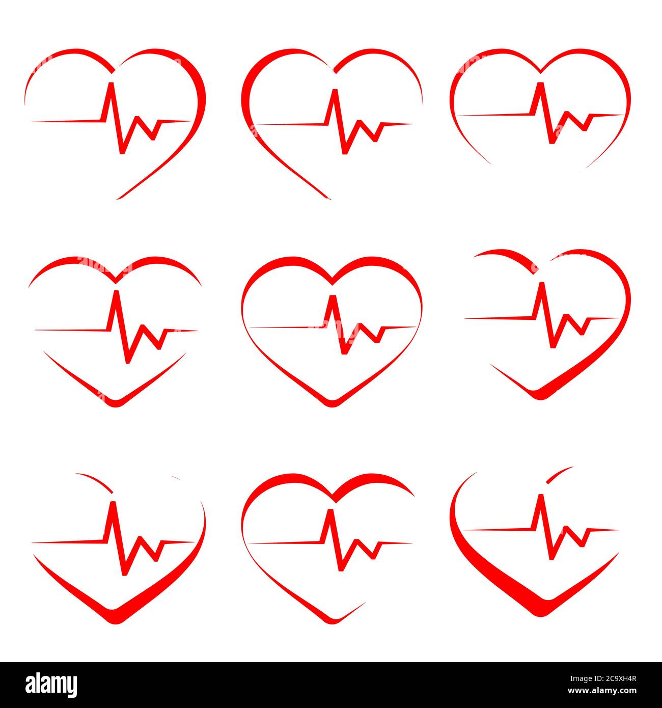 Cardiology clip art illustration vector logo design medical and health care symbols. Stock Vector
