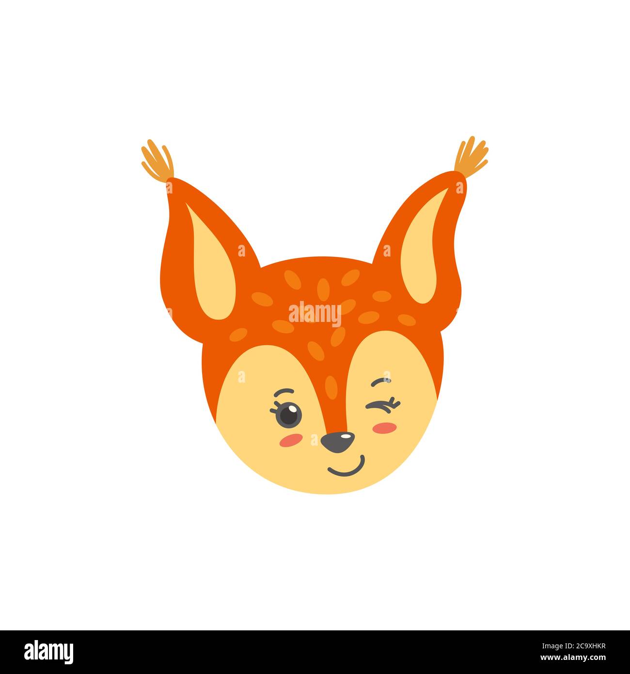 Winking squirrel face. Emotion expression like emoji. Vector illustration in flat style Stock Vector