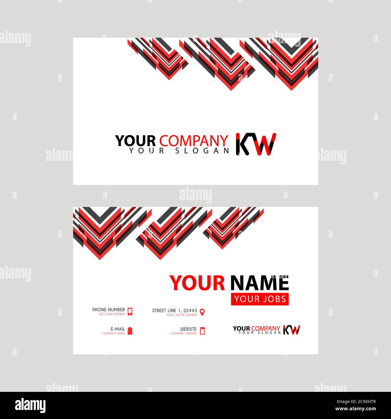 The new simple business card is red black with the KW logo Letter bonus