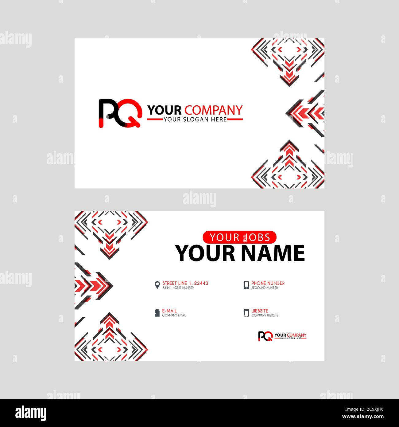 Modern Business Card Templates With Pq Logo Letter And Horizontal Design And Red And Black Colors Qp Logo Template Stock Vector Image Art Alamy