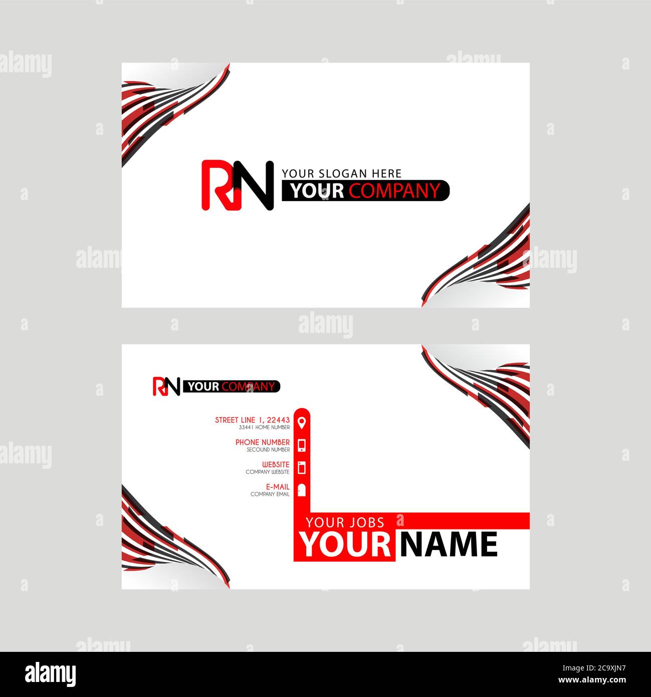 Logo RN design with a black and red business card with horizontal and  modern design. NR Logo design Stock Vector Image & Art - Alamy