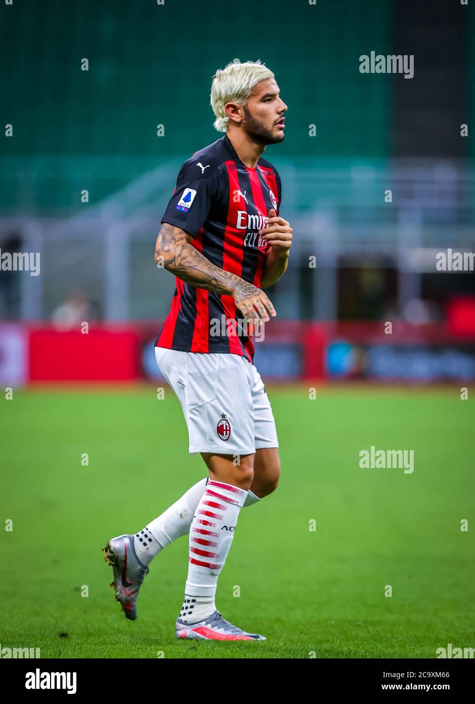 Milan Italy 1st Aug Theo Hernandez Of Ac Milan During The Serie A 19 Match Between Ac Milan Vs Cagliari Calcio At The San Siro Stadium Milan Italy On August 01