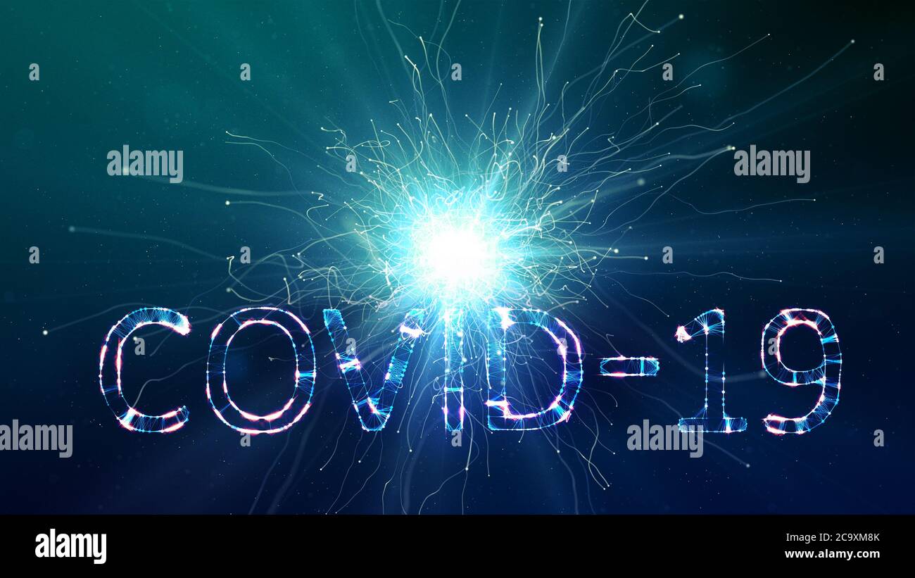 Inscription coronavirus COVID-19 on viruses background. 3d illustration Stock Photo