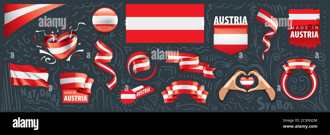Austria Graphics Vector set of the national flag of Austria in various creative designs ...