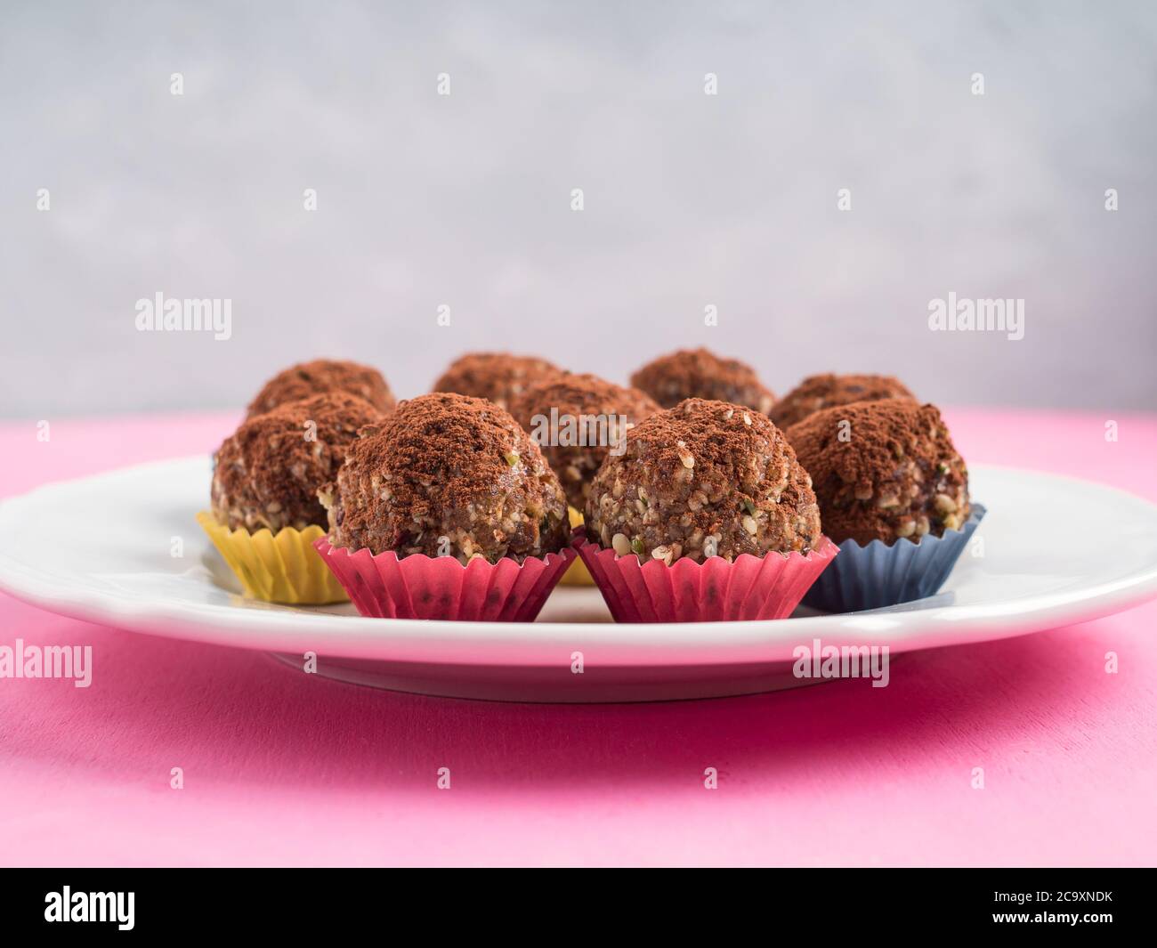 Energy protein balls with nuts, seeds, cocoa Stock Photo Alamy
