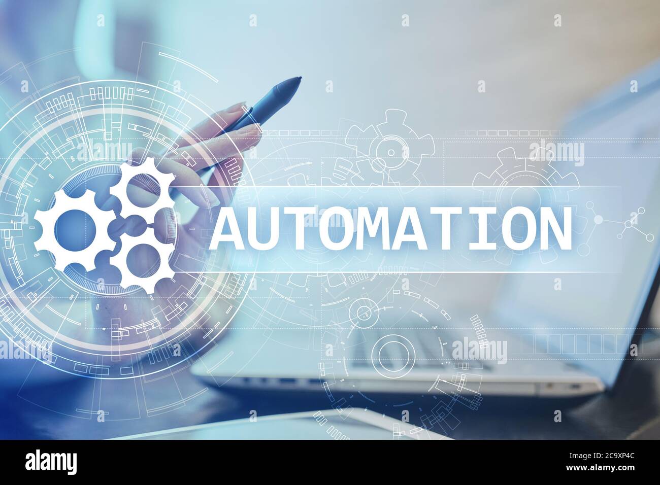 Business and manufacturing process Automation, smart industry, innovation and modern technology concept Stock Photo