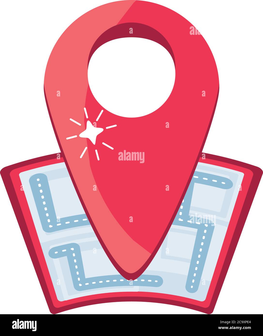 location map with red pin on white background vector illustration ...