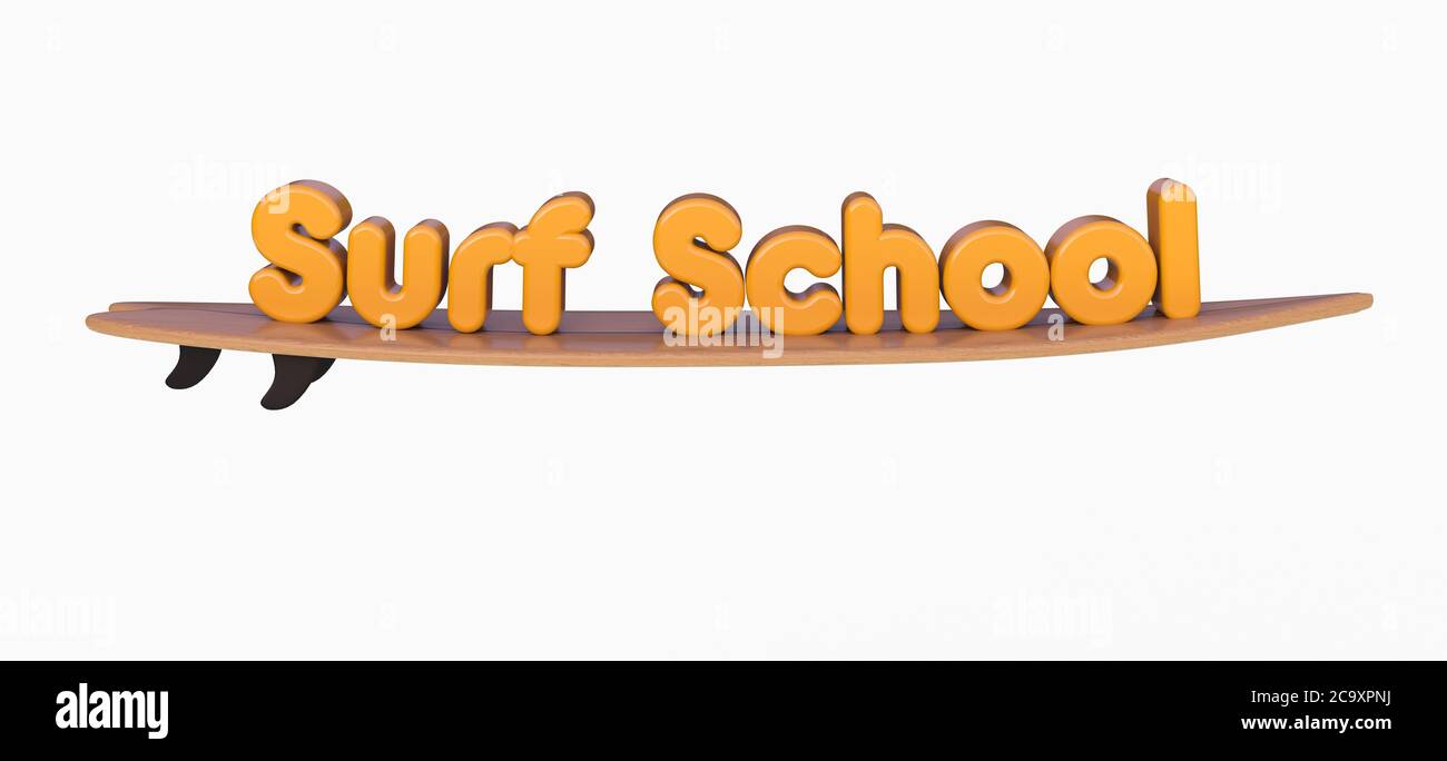 surf school logo on white background 3D rendering Stock Photo