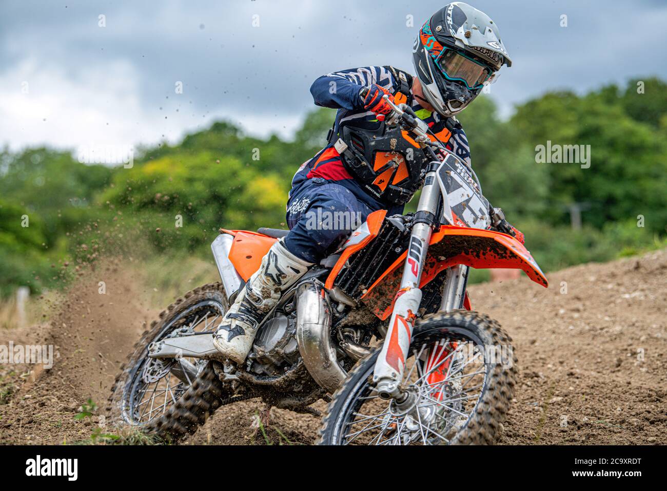 Motocross action from Foxhill mx track Swindon Wiltshire August 2020 Stock Photo