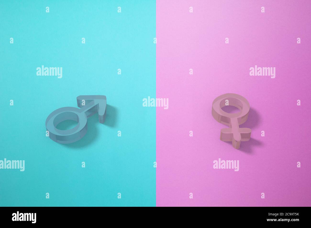 the three-dimensional symbols of men and women. 3D rendering. Stock Photo