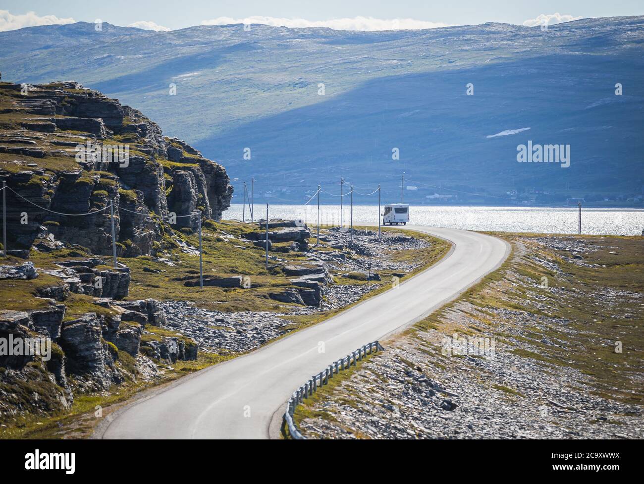 A travel caravan aka camper van vehicle on the scenic county road 889 ...
