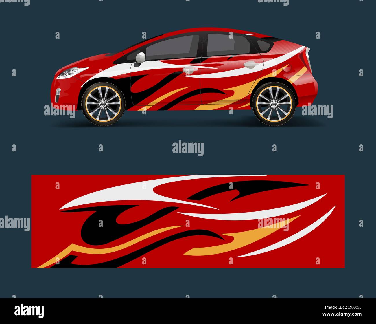 Company branding Car decal wrap design vector. Graphic abstract shapes