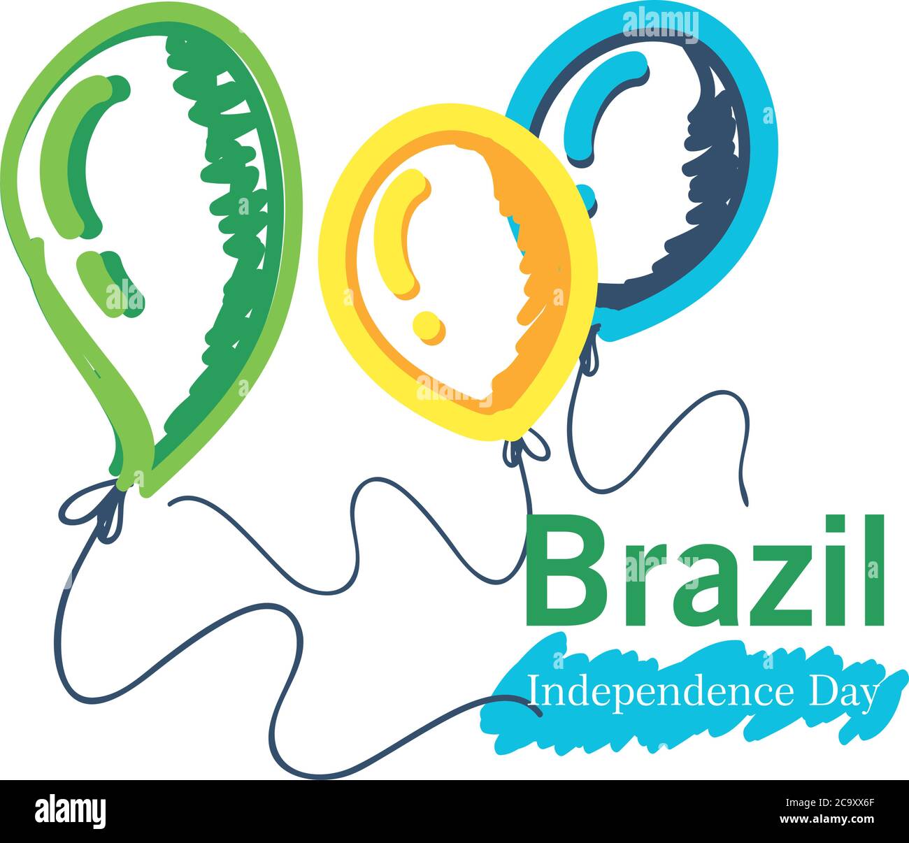 brazil independence day with helium balloons vector illustration design