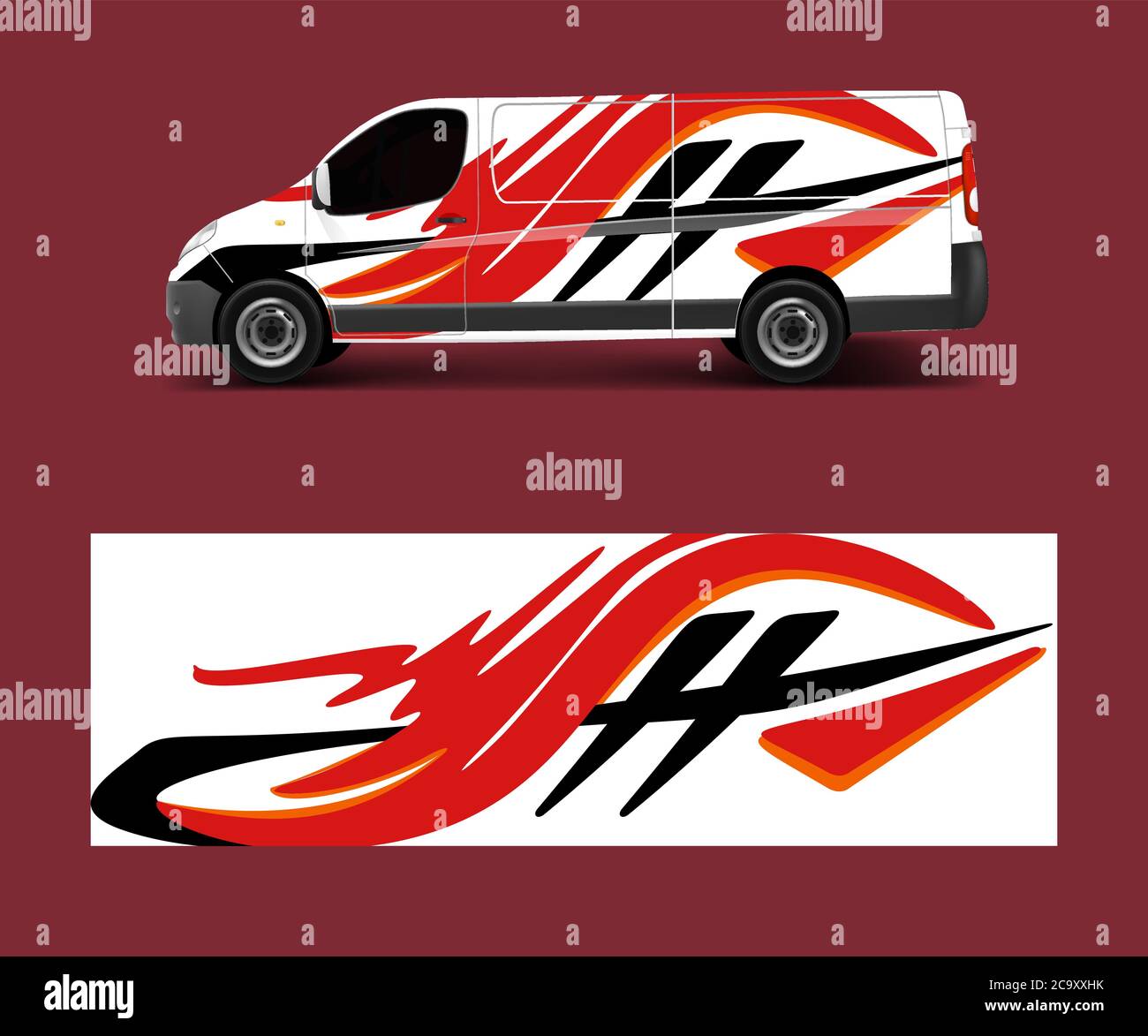 Van Wrap design template vector with wave shapes, decal, wrap, and ...