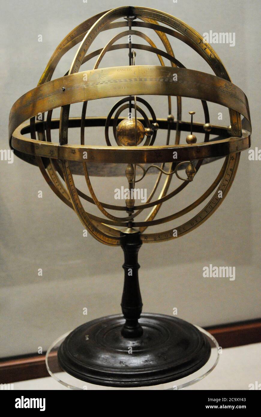 Armillary sphere. 17th-18th centuries. Brass. Naval Museum. Madrid. Spain. Stock Photo