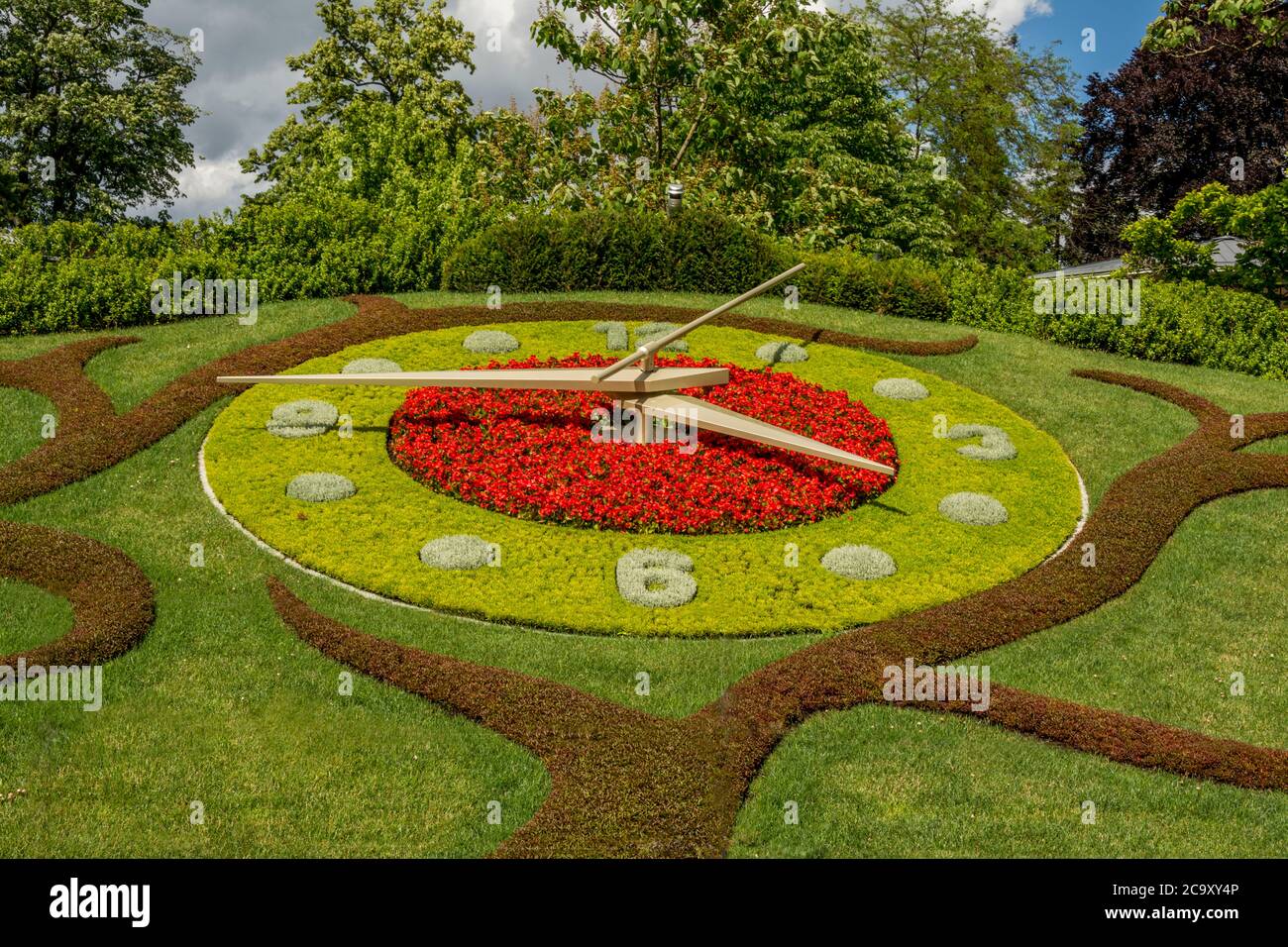 Geneva Canton. Geneva. The English Garden and the Flower Clock. Switzerland Stock Photo
