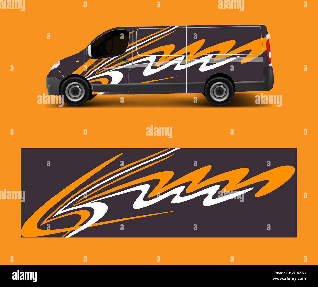 Vehicle decal wrap design cargo van vector. Graphic abstract wave