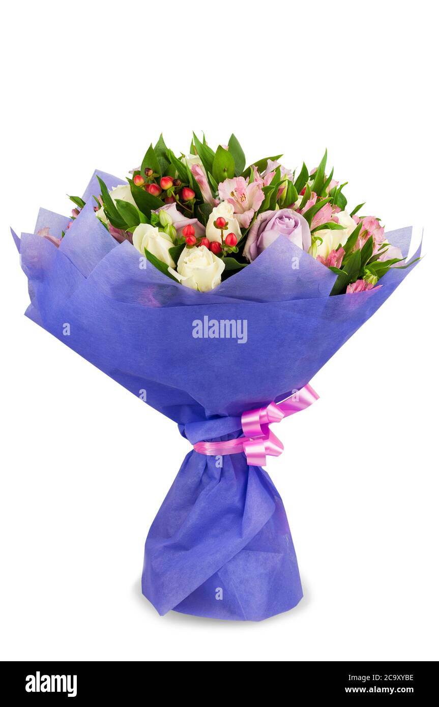 Bouquet of flowers isolated on white background Stock Photo - Alamy