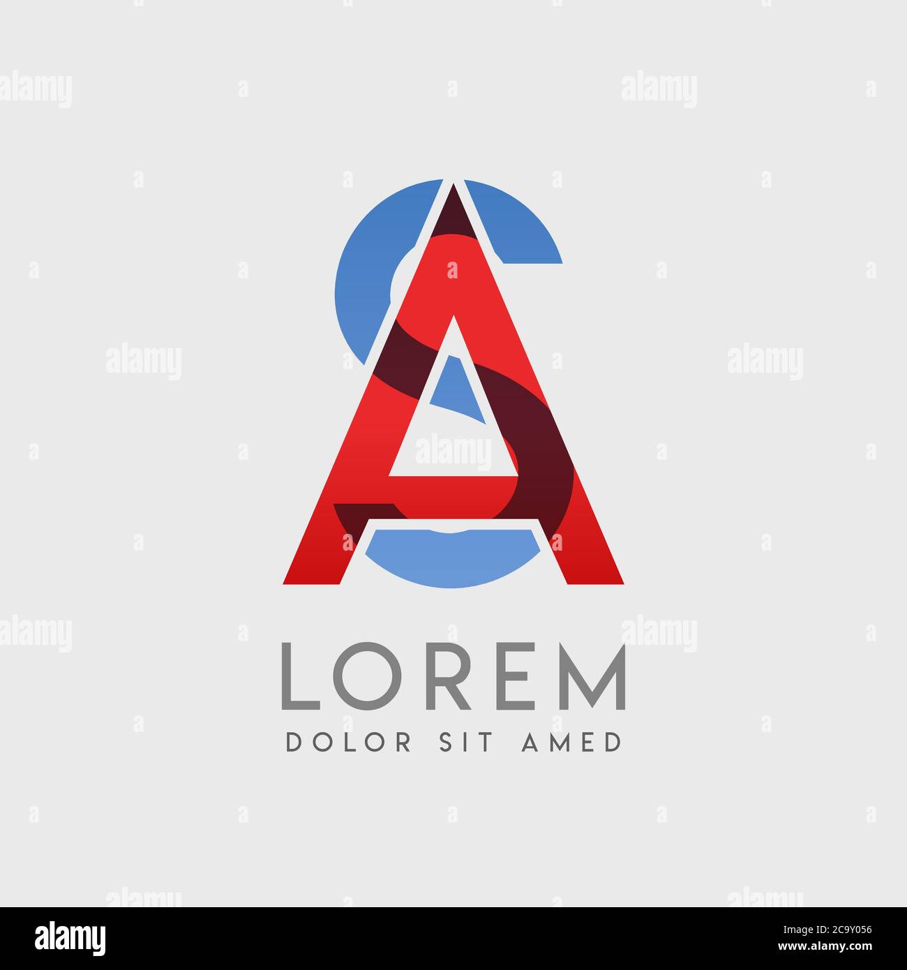 AS logo letters with blue and red gradation Stock Vector