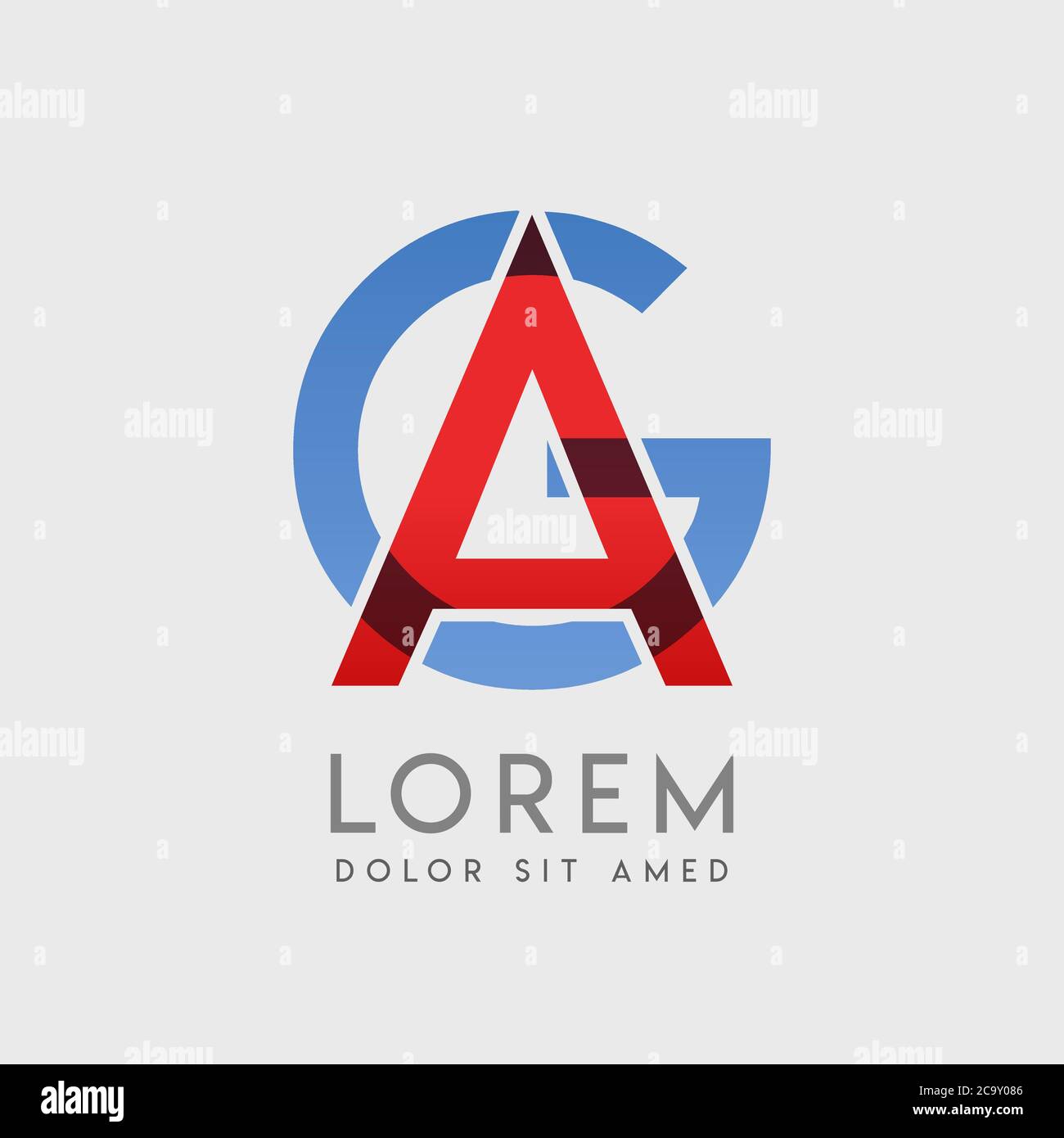 AG logo letters with blue and red gradation Stock Vector