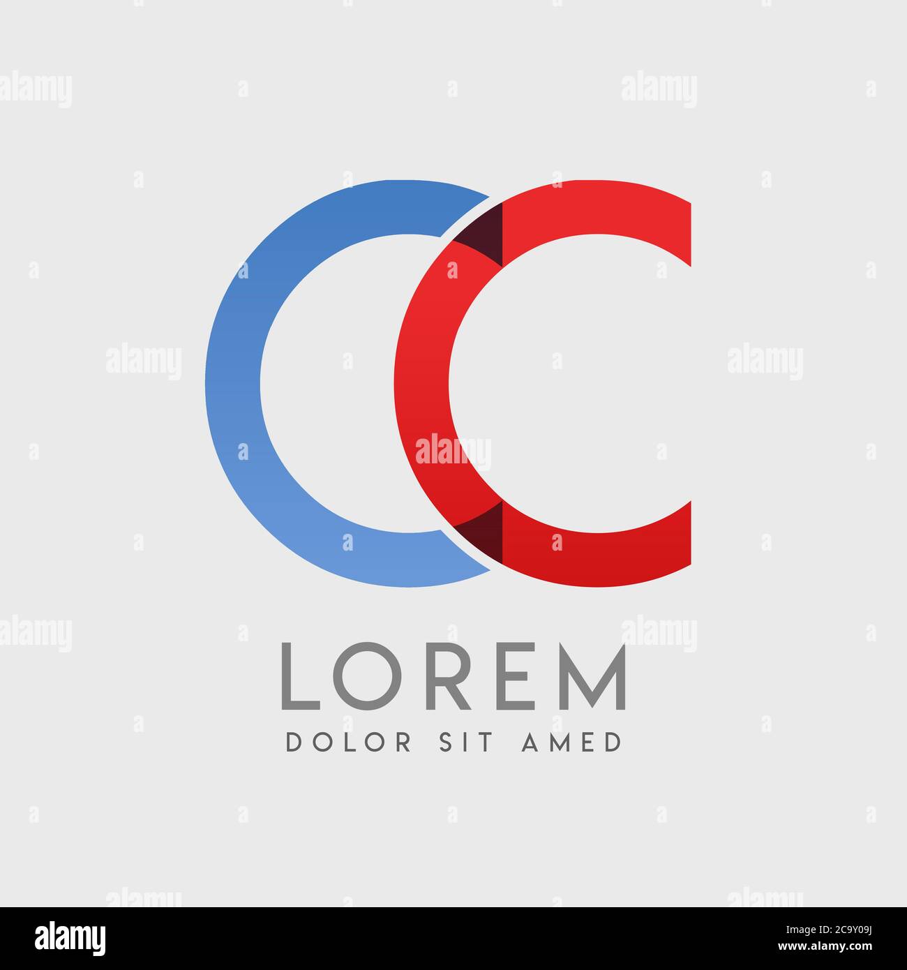 CC logo letters with blue and red gradation Stock Vector