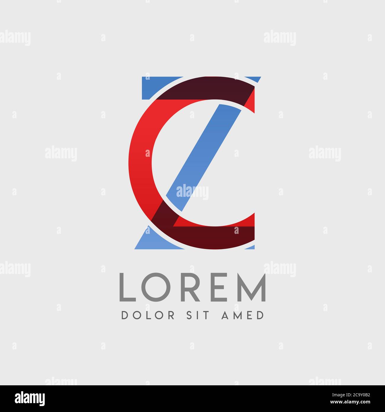 CZ logo letters with blue and red gradation Stock Vector