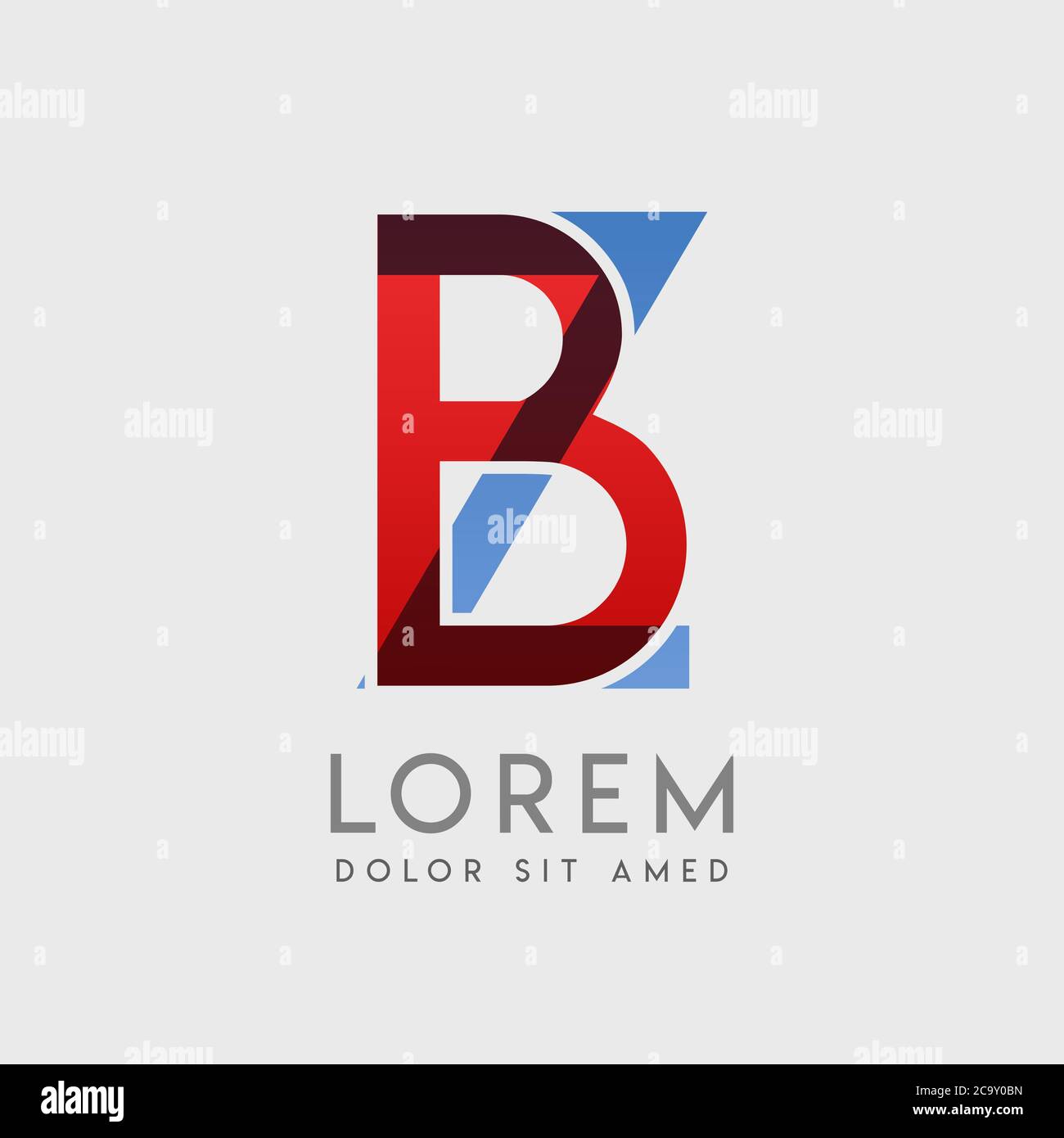 BZ logo letters with blue and red gradation Stock Vector