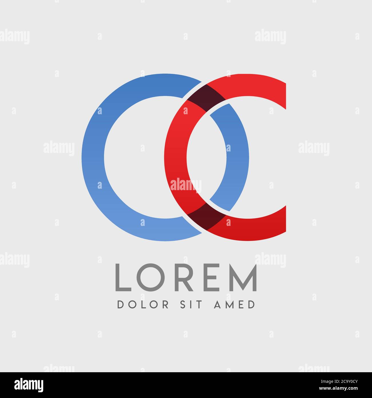 CO logo letters with blue and red gradation Stock Vector