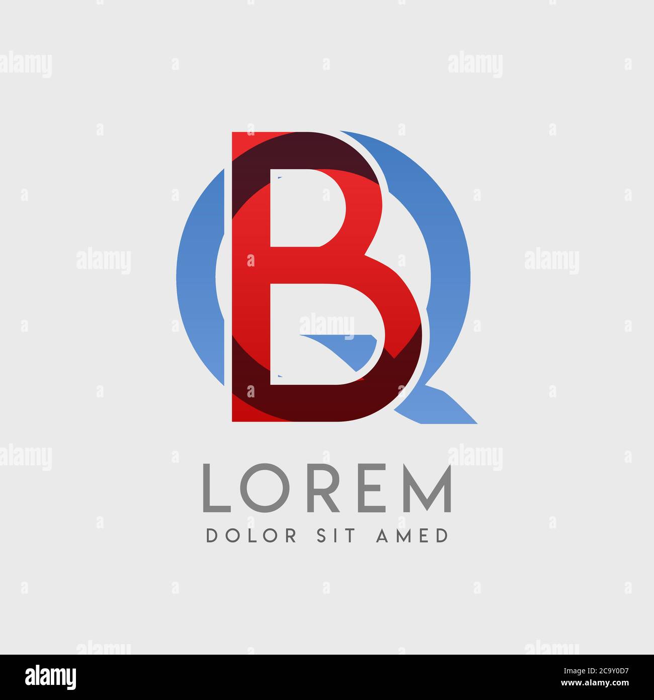 BQ logo letters with blue and red gradation Stock Vector