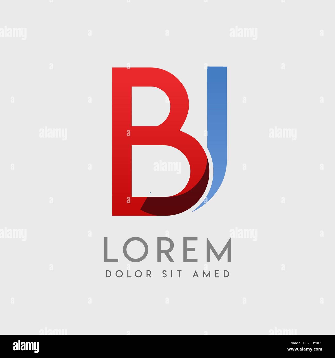 BJ logo letters with blue and red gradation Stock Vector