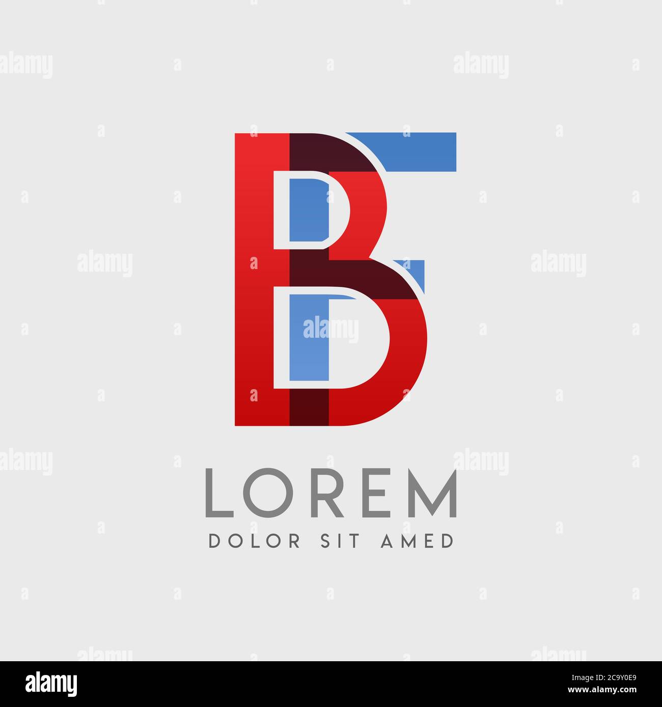 BF logo letters with blue and red gradation Stock Vector