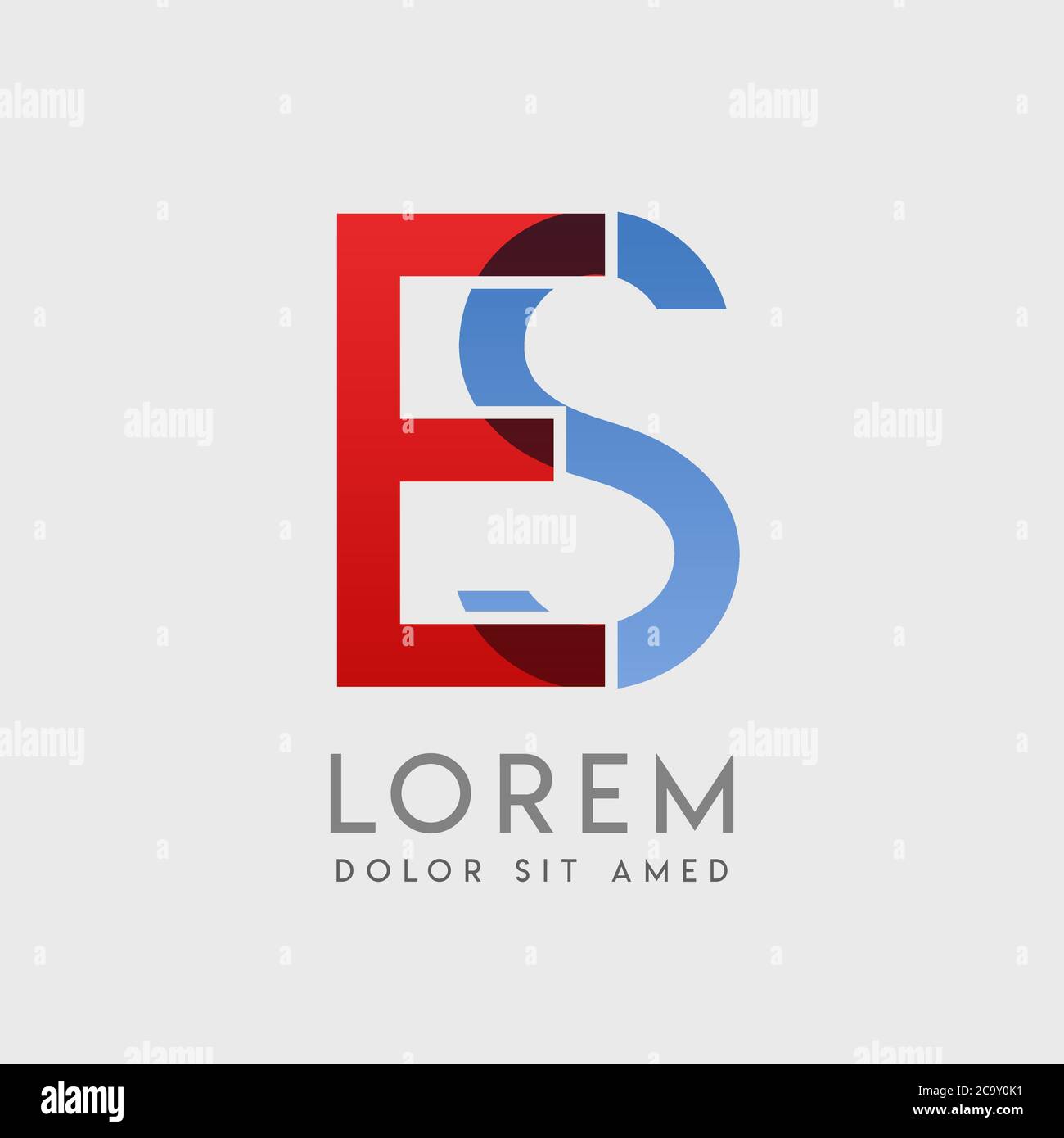 ES logo letters with blue and red gradation Stock Vector