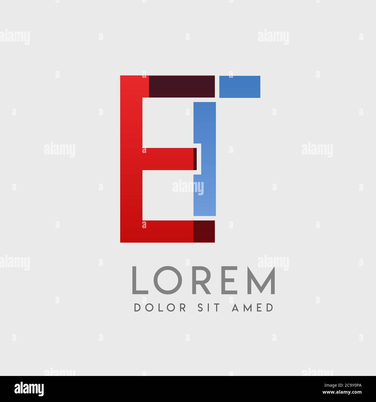 ET logo letters with blue and red gradation Stock Vector