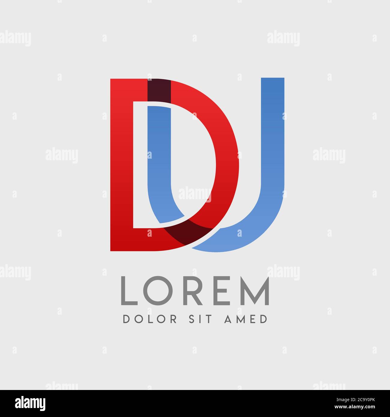 DU logo letters with blue and red gradation Stock Vector