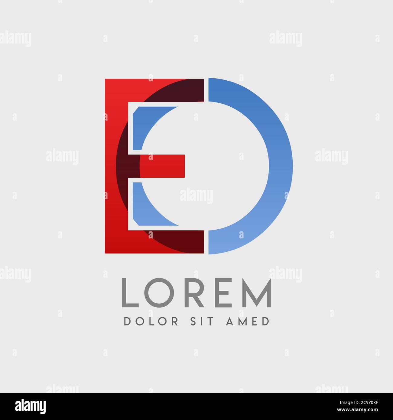 EO logo letters with blue and red gradation Stock Vector