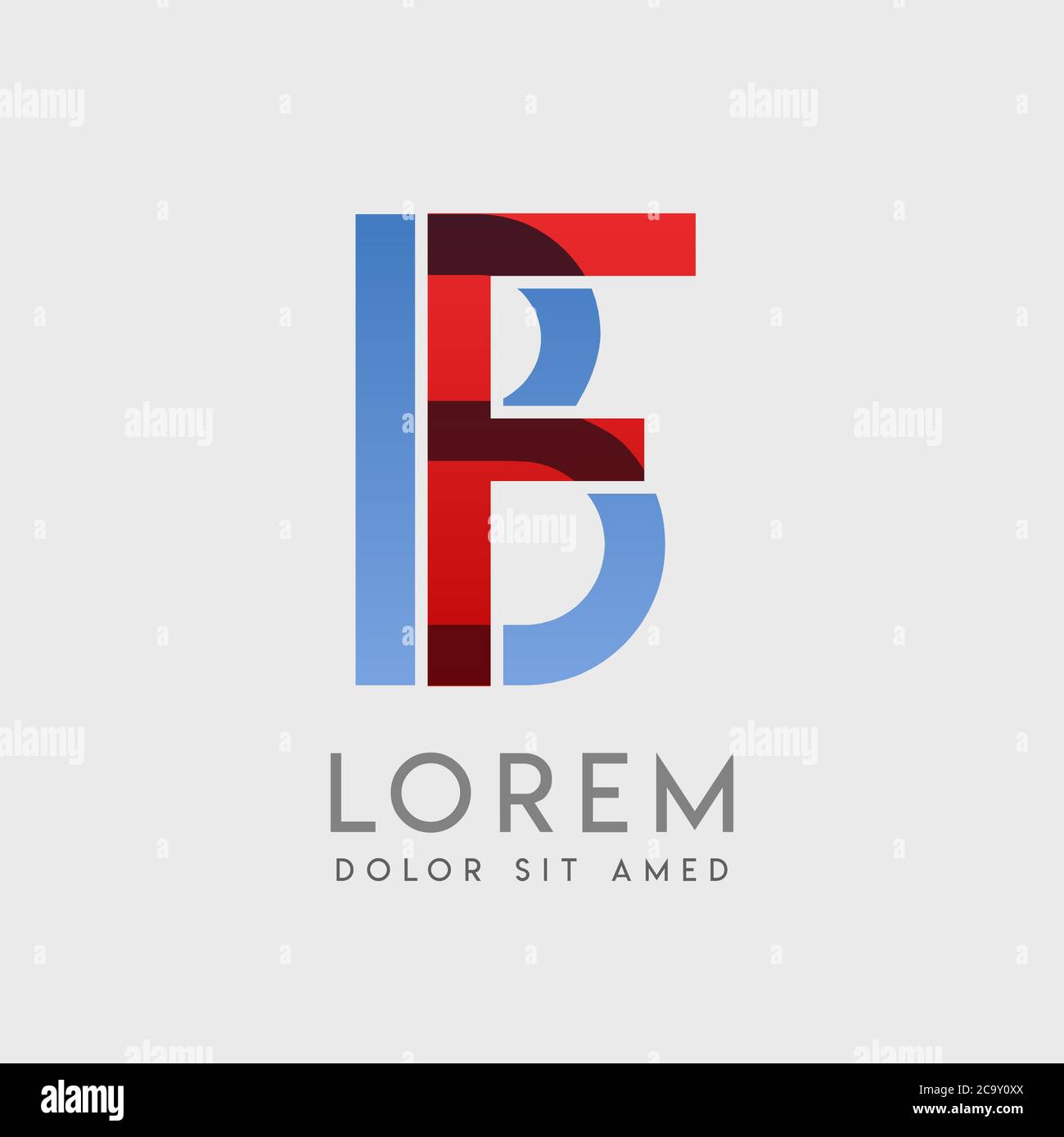 FB logo letters with blue and red gradation Stock Vector