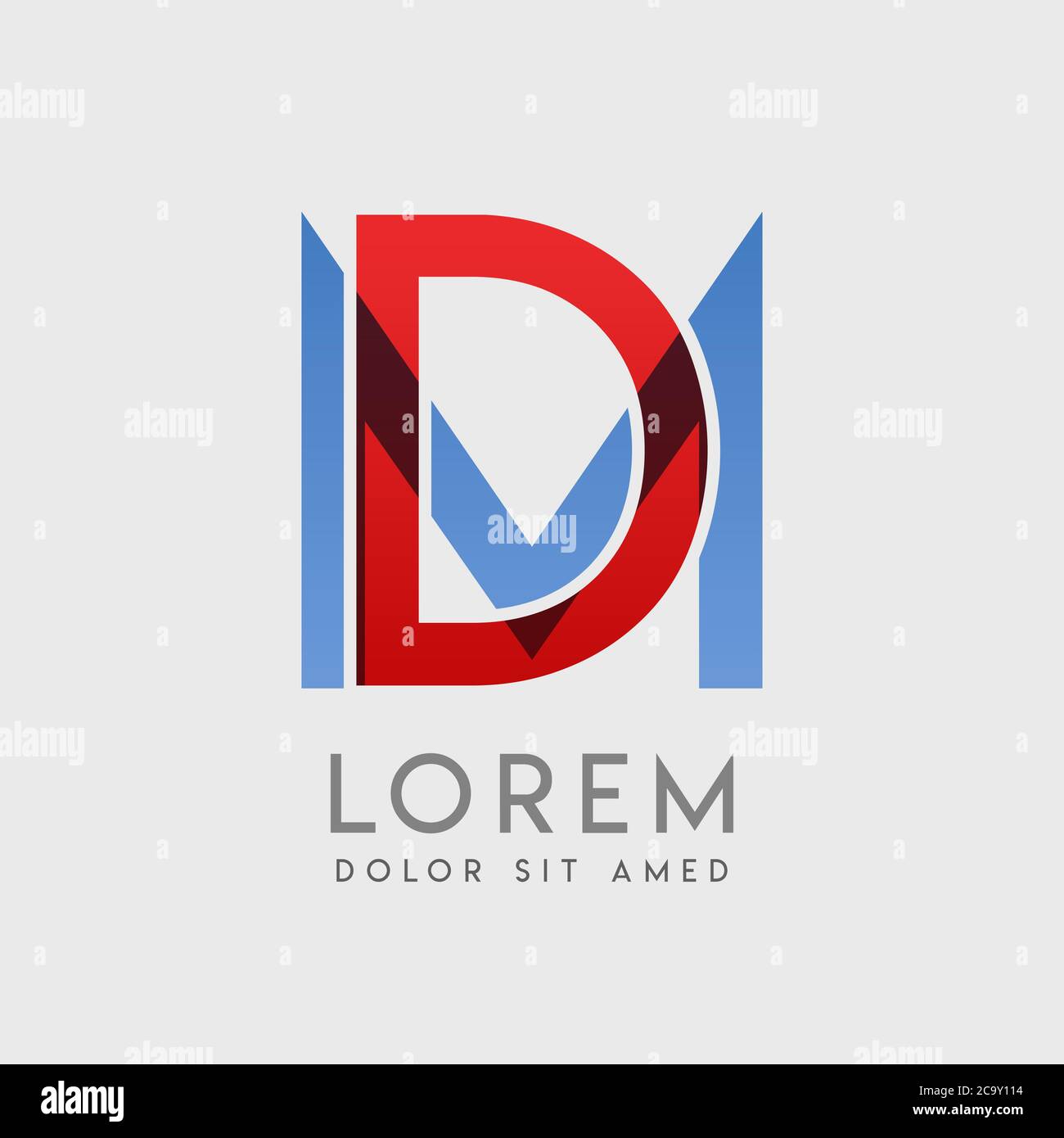 DM logo letters with blue and red gradation Stock Vector