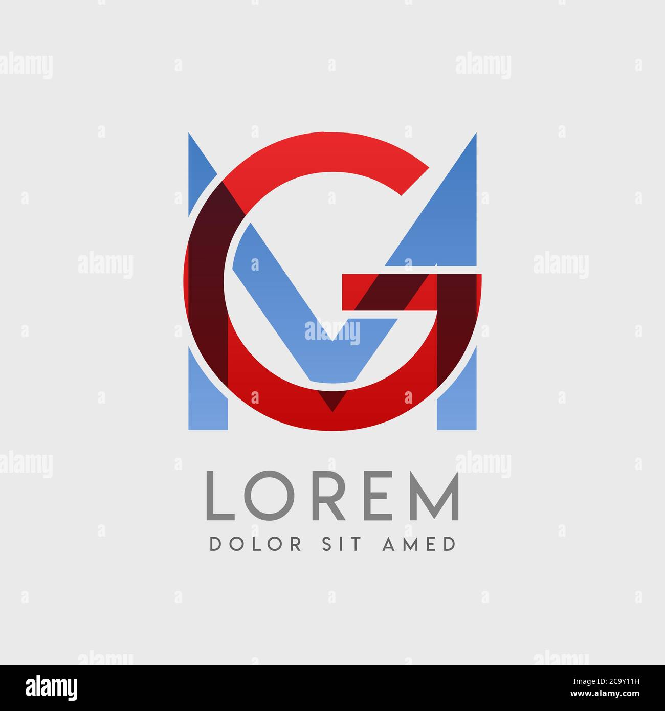 GM logo letters with blue and red gradation Stock Vector