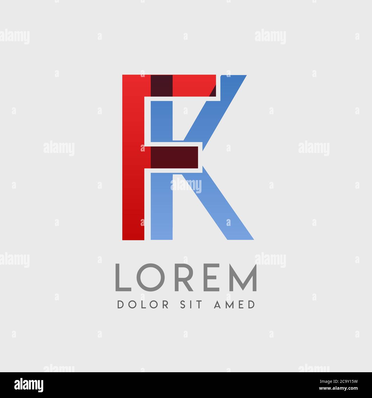 FK logo letters with blue and red gradation Stock Vector