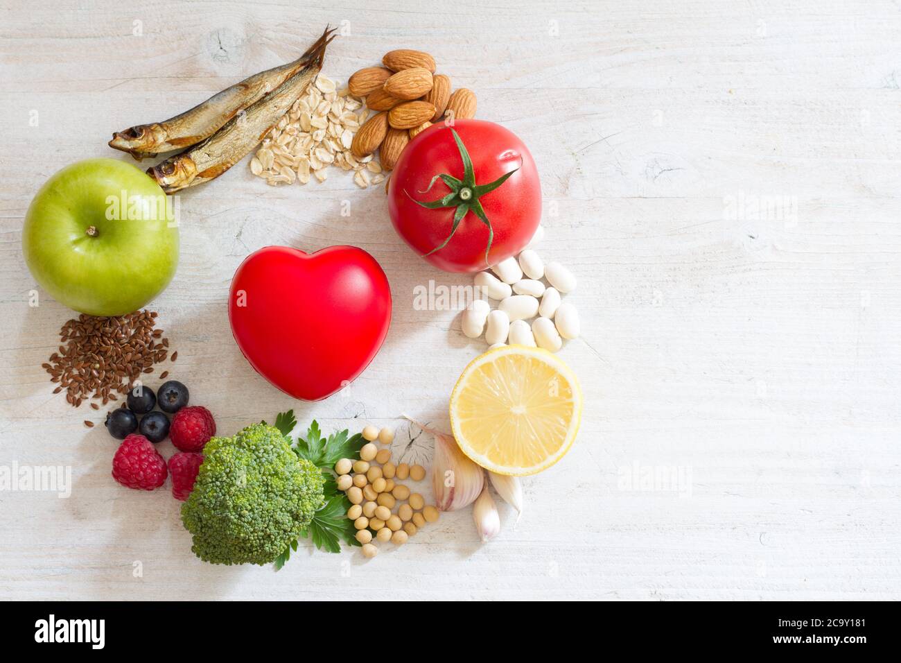 Selection healthy food good for heart, diet concept Stock Photo