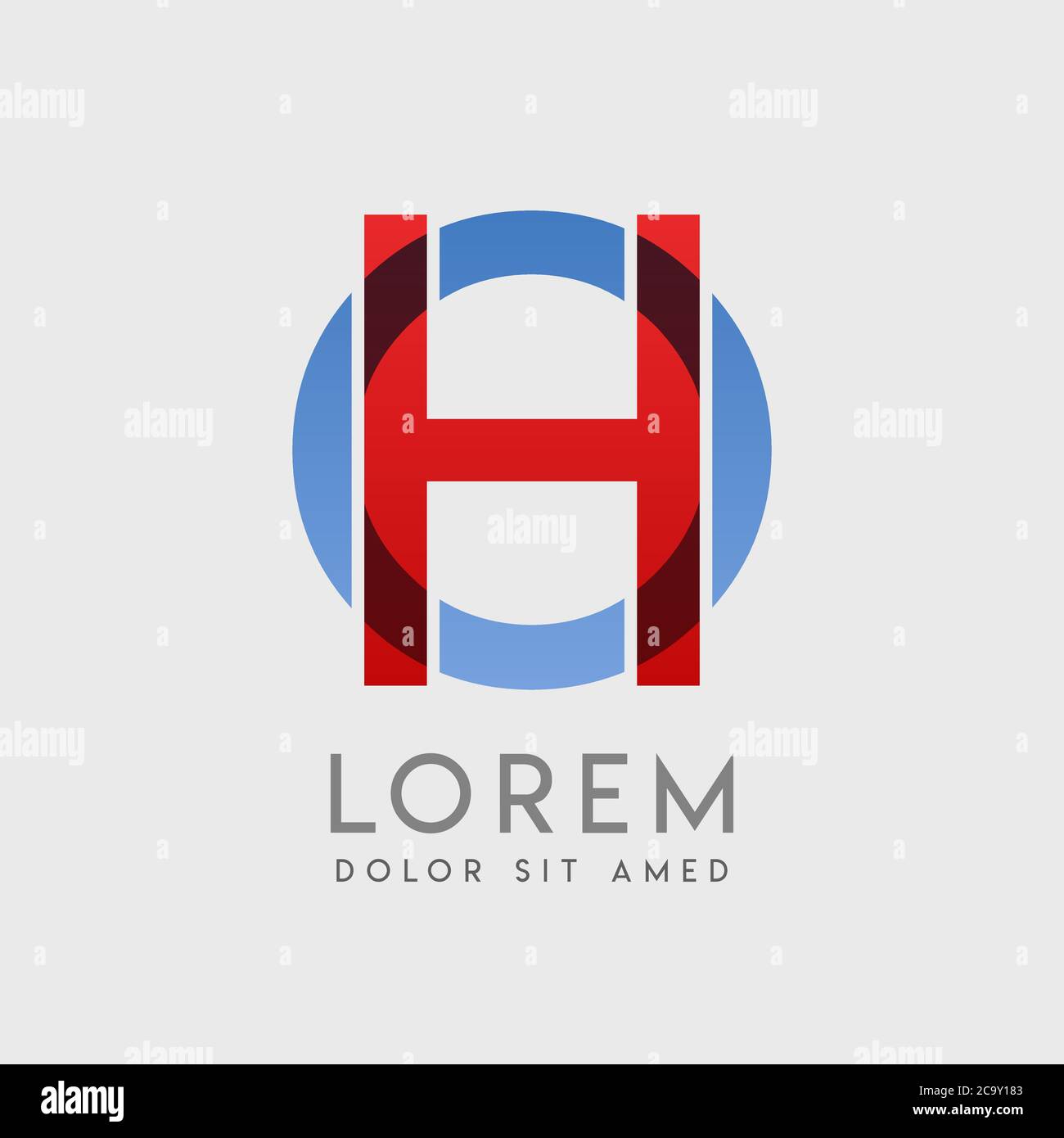HO logo letters with blue and red gradation Stock Vector