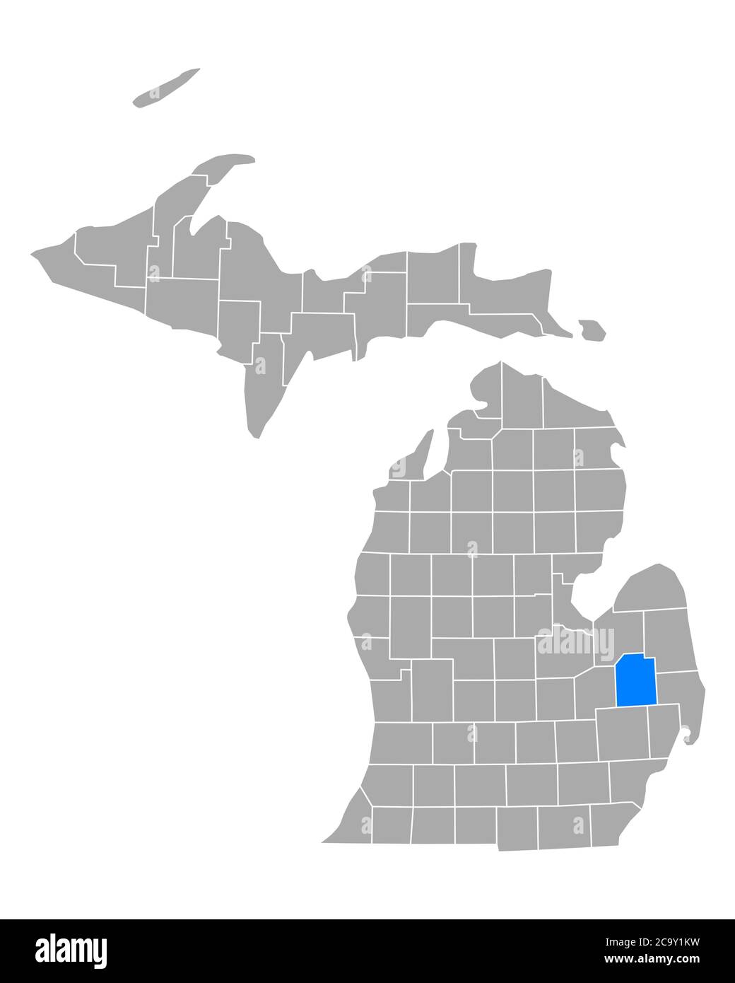 Map of Lapeer in Michigan Stock Photo