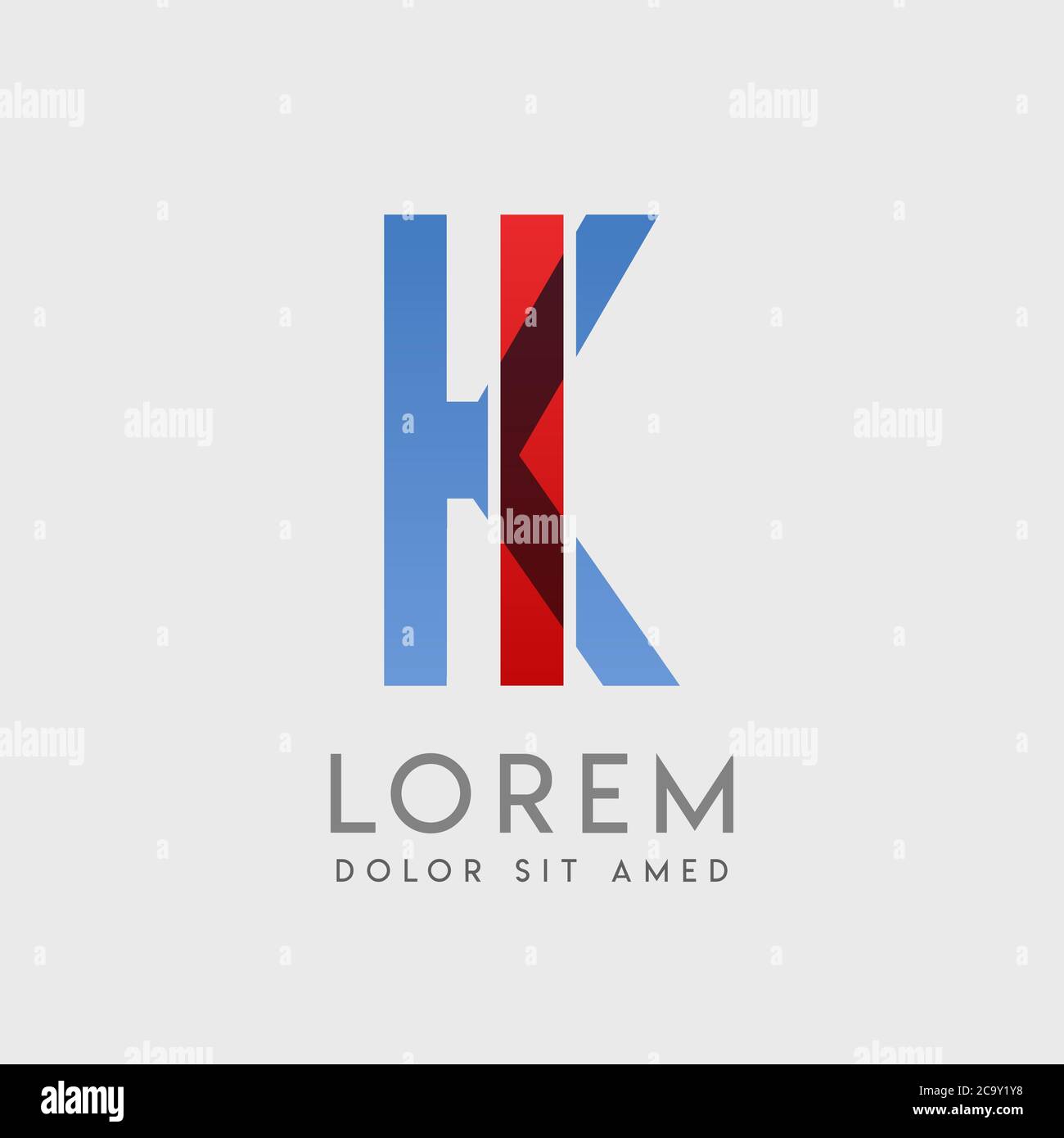 IK logo letters with blue and red gradation Stock Vector