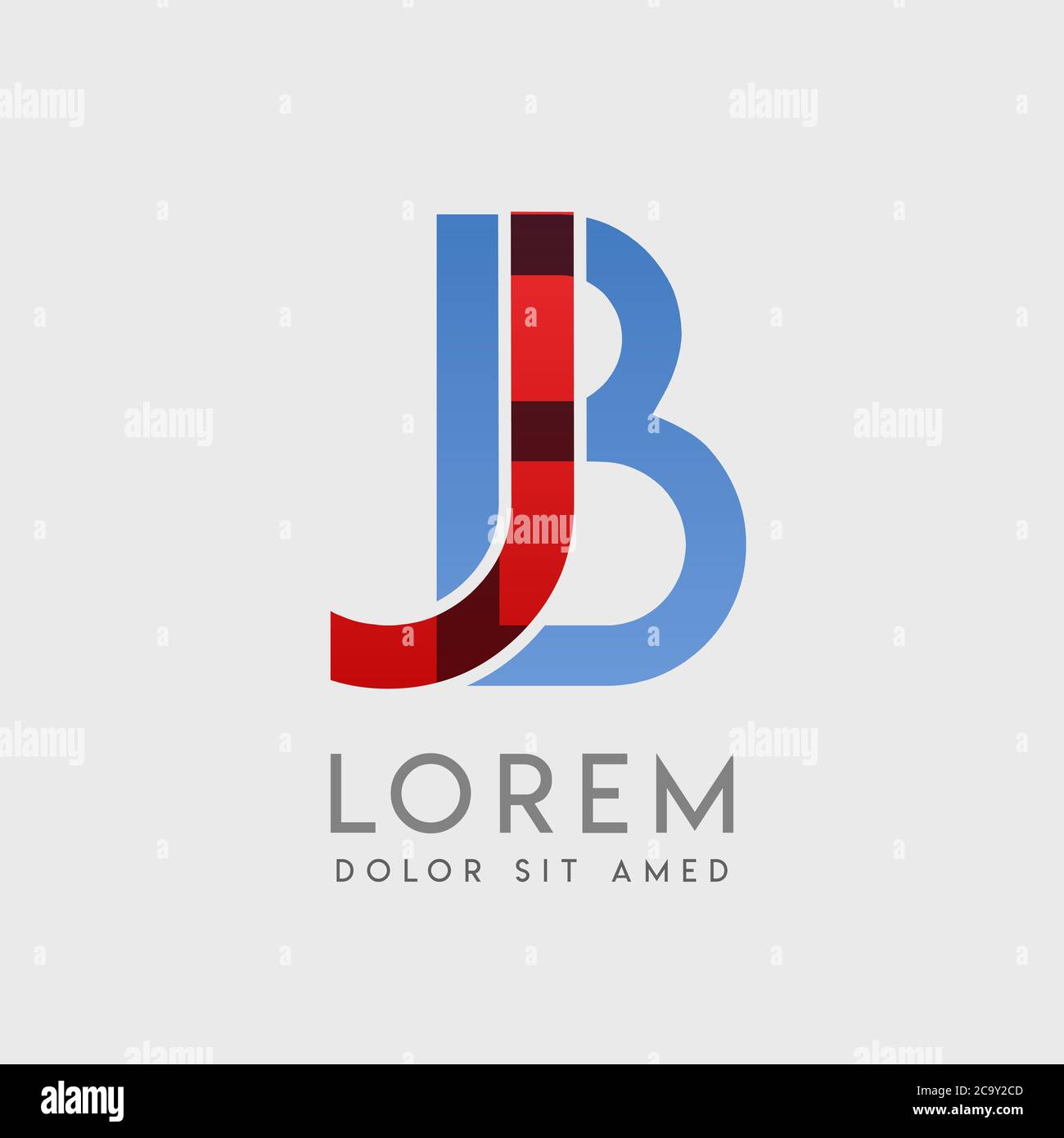 JB logo letters with blue and red gradation Stock Vector