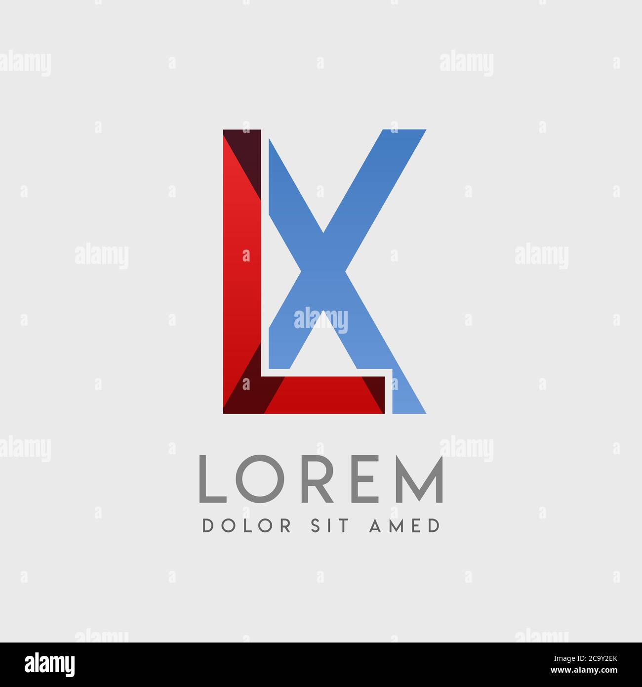 LX logo letters with blue and red gradation Stock Vector
