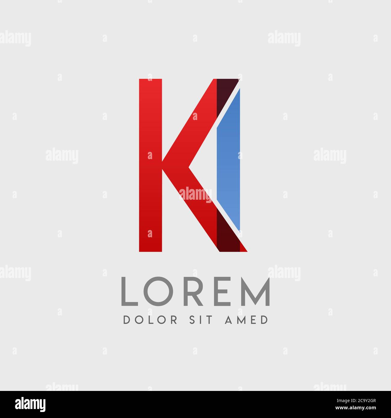KI logo letters with blue and red gradation Stock Vector