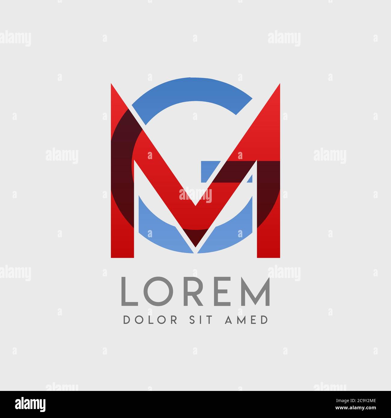 MG logo letters with blue and red gradation Stock Vector