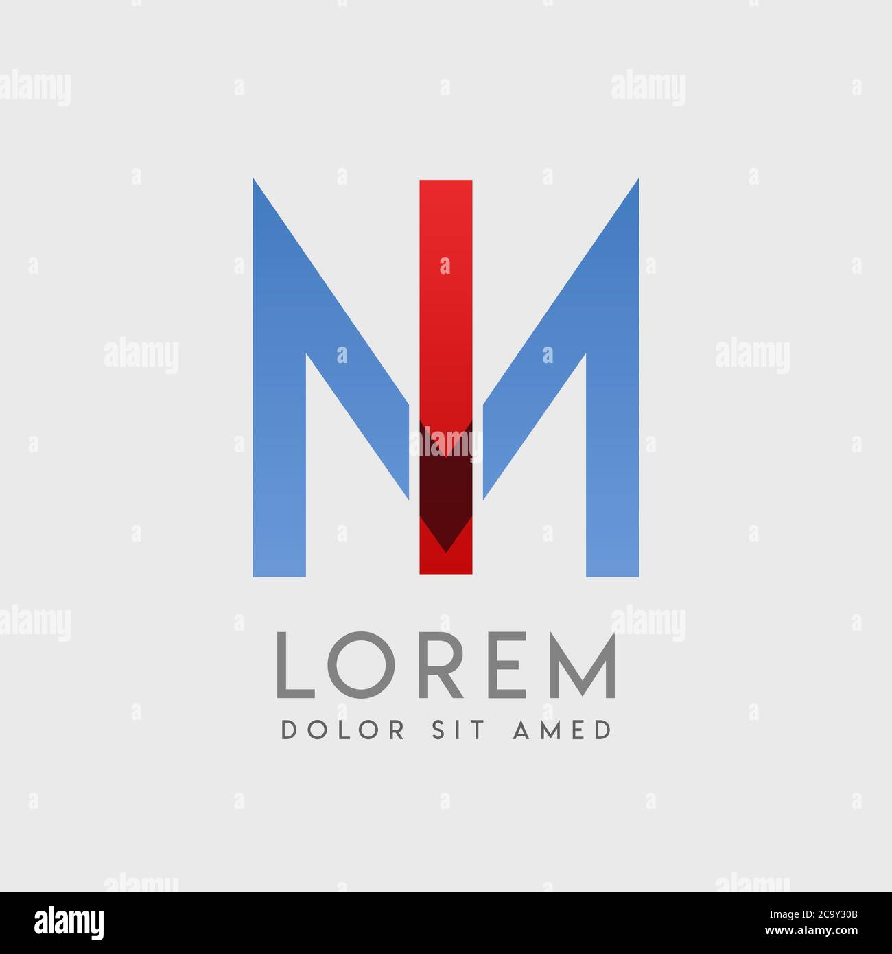 IM logo letters with blue and red gradation Stock Vector