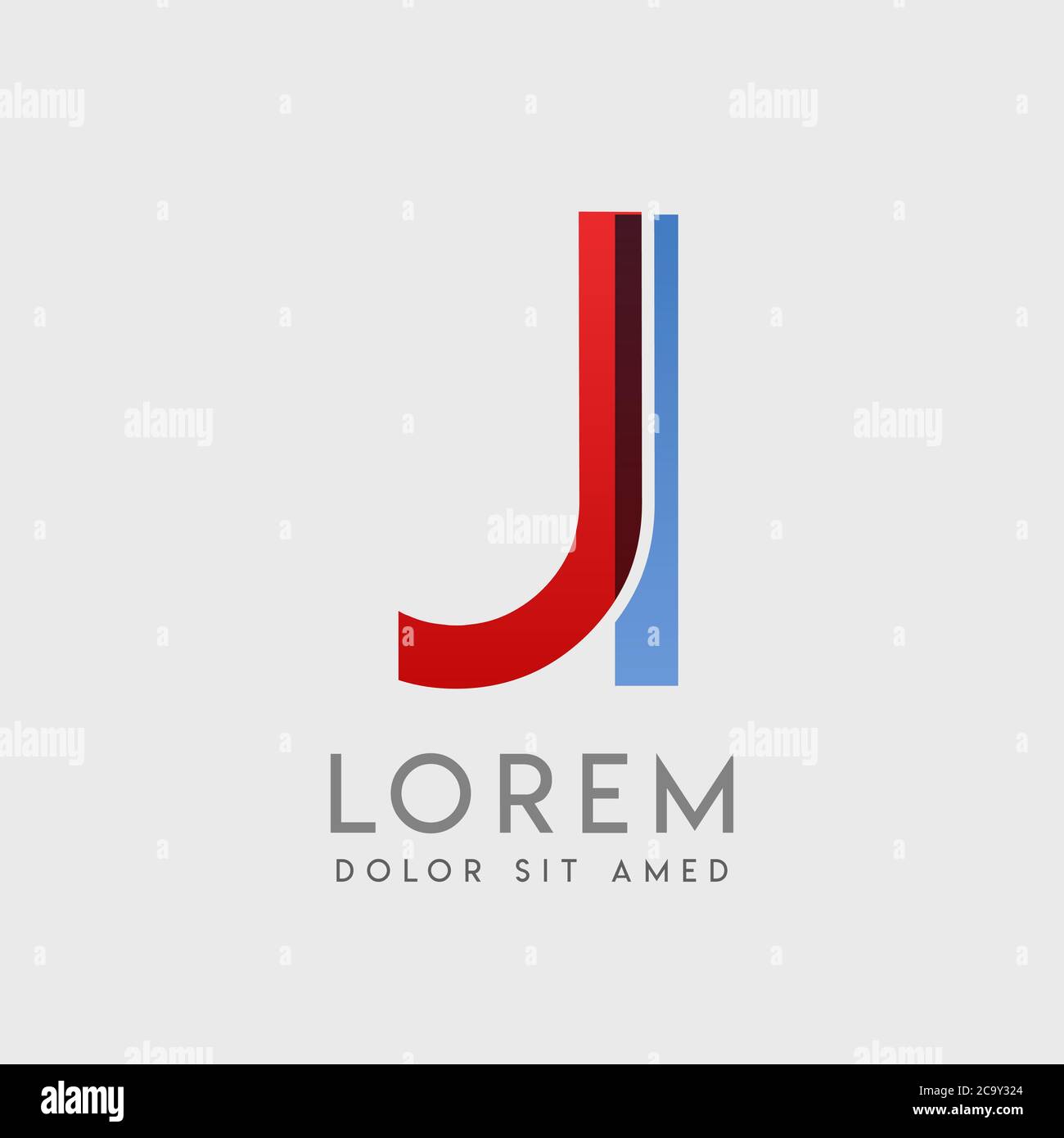 JI logo letters with blue and red gradation Stock Vector